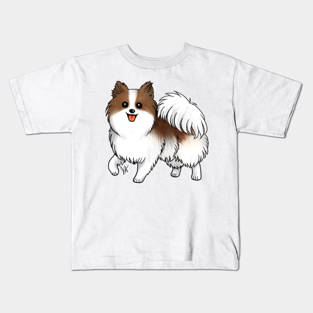 Dog - Pomeranian - Brown and white Kids T-Shirt by Jen's Dogs Custom Gifts and Designs